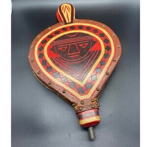 Primitive American Folk Art Aztec Tribal Indian Fireplace bellows Mexican ?‎